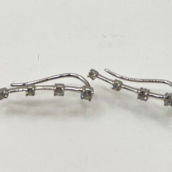14K White Gold Lab Grown Diamond Earring Climbers - Picture 6 of 6